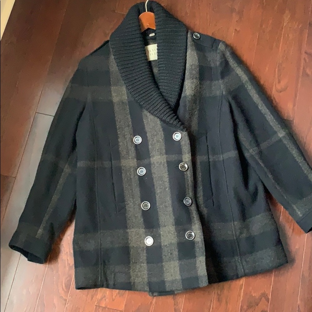 Plaid Burberry Brit jacket pea coat wool